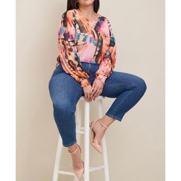 torrid Tops - 🆕 Chiffon Clip Dot Blouson Sleeve Blouse Top 1 1X 14 16 NWT Torrid New!